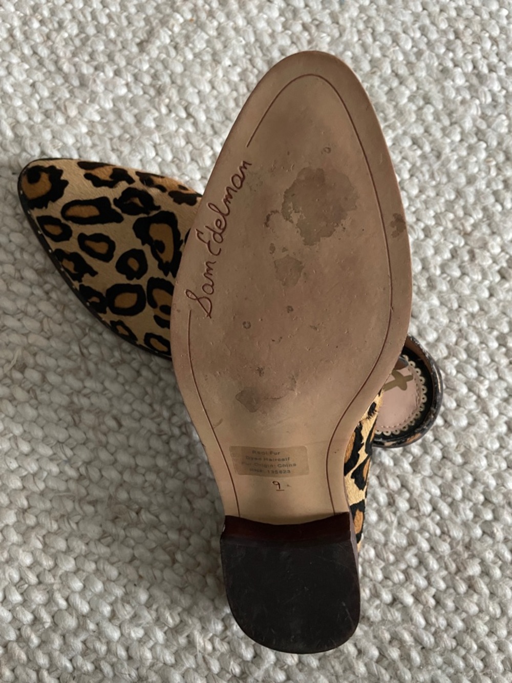 Sam Edelman Leopard-Print Slip-On Mules in Tan and Black - Picture 6 of 9
